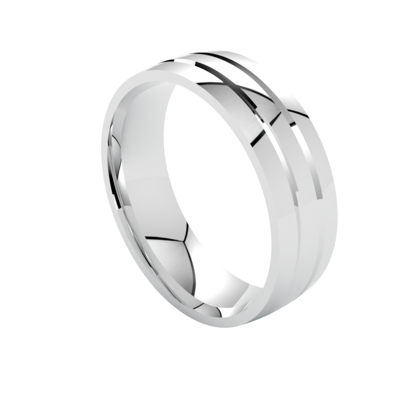 Szeroka półokrągła obrączka ślubna z białego złota szerokość 7 mm